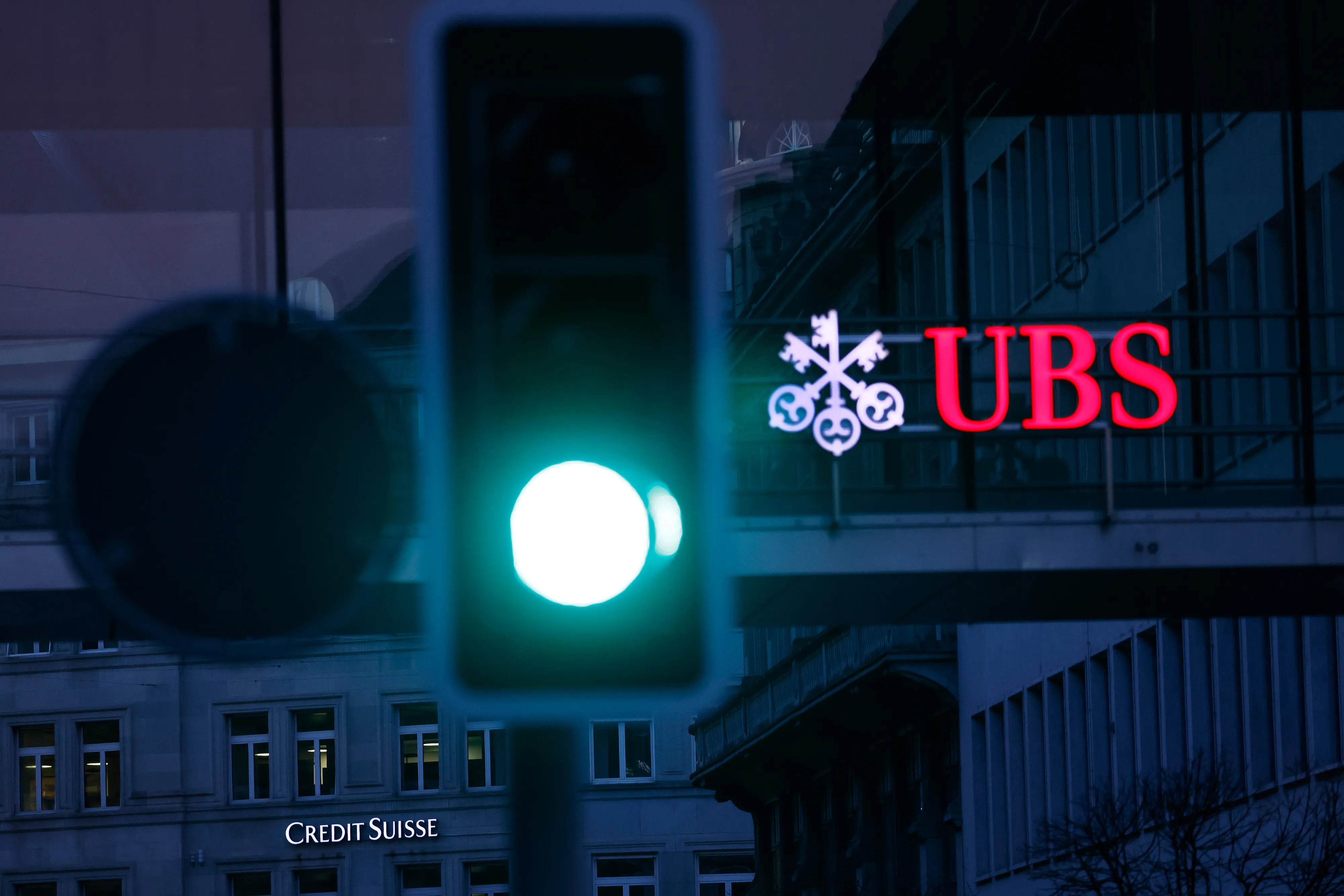 A UBS Group AG office building walkway in Zurich.&nbsp;