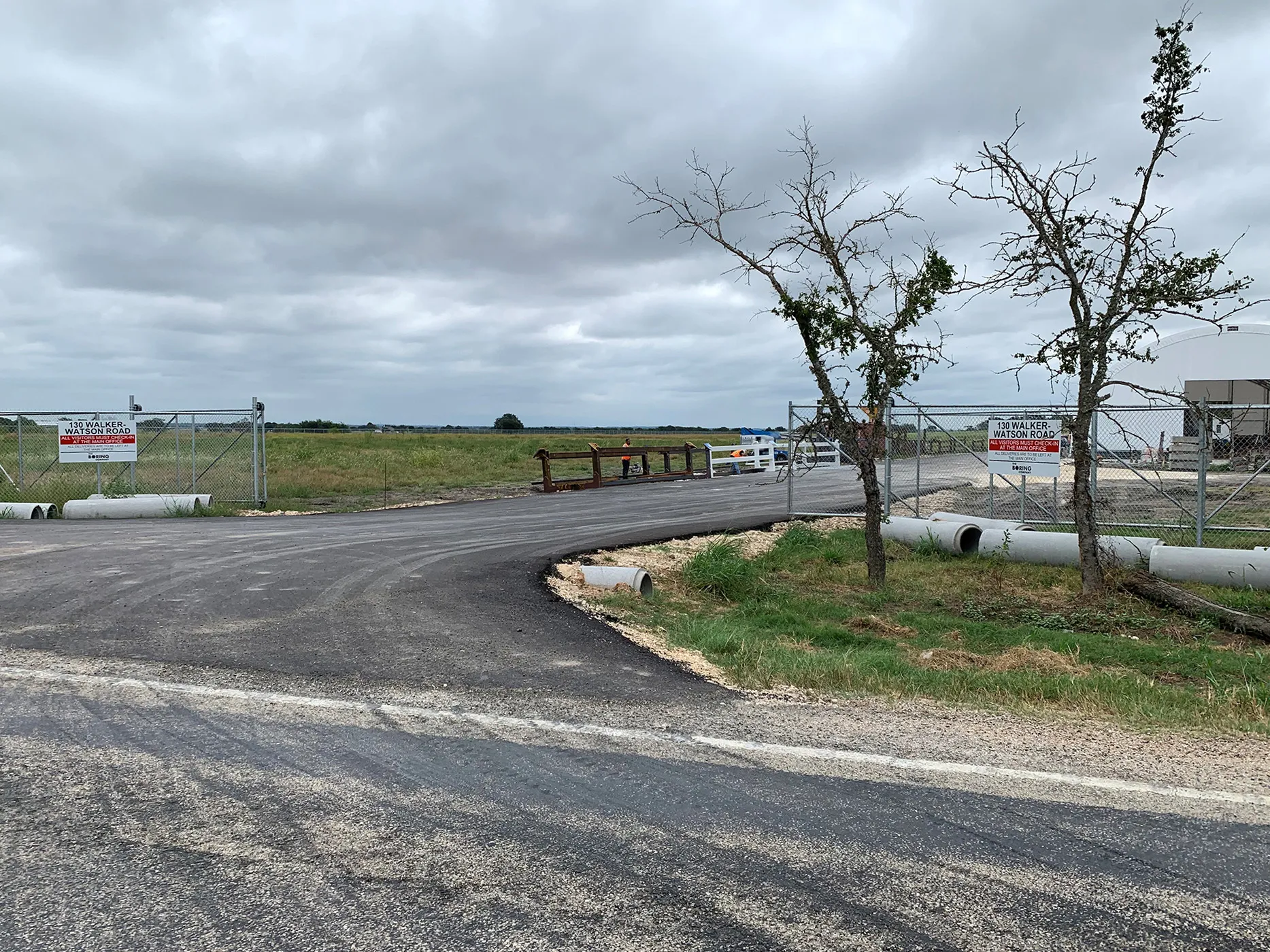 The unpermitted driveway built in Bastrop, Texas.