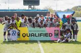 Haiti National Women's soccer team pose for a photo during