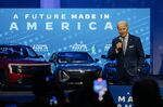 US President Joe Biden at the North American International Auto Show in Detroit.