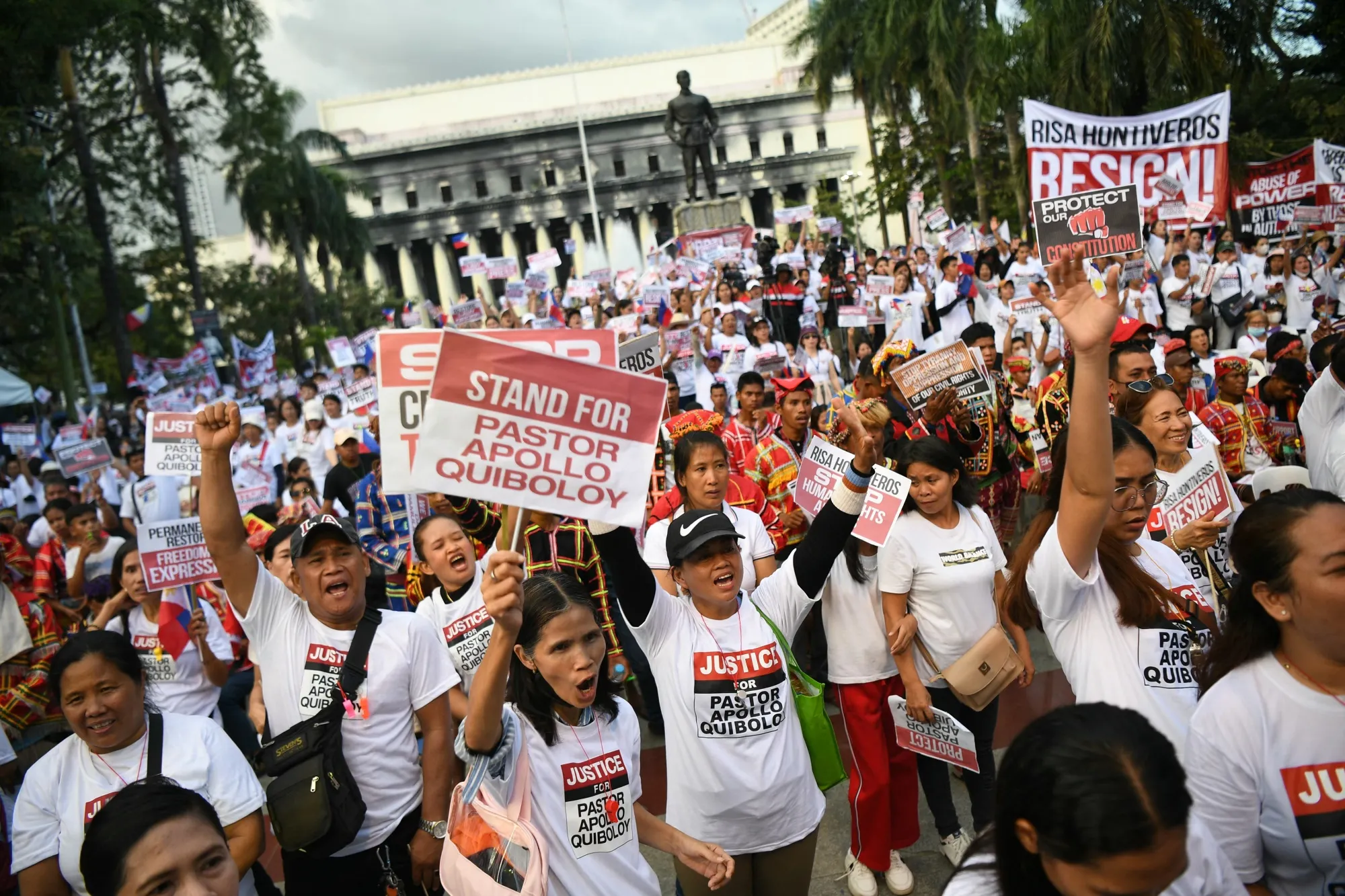 Supporters of Apollo Quiboloy, at a rally&nbsp;in Manila on March 4.