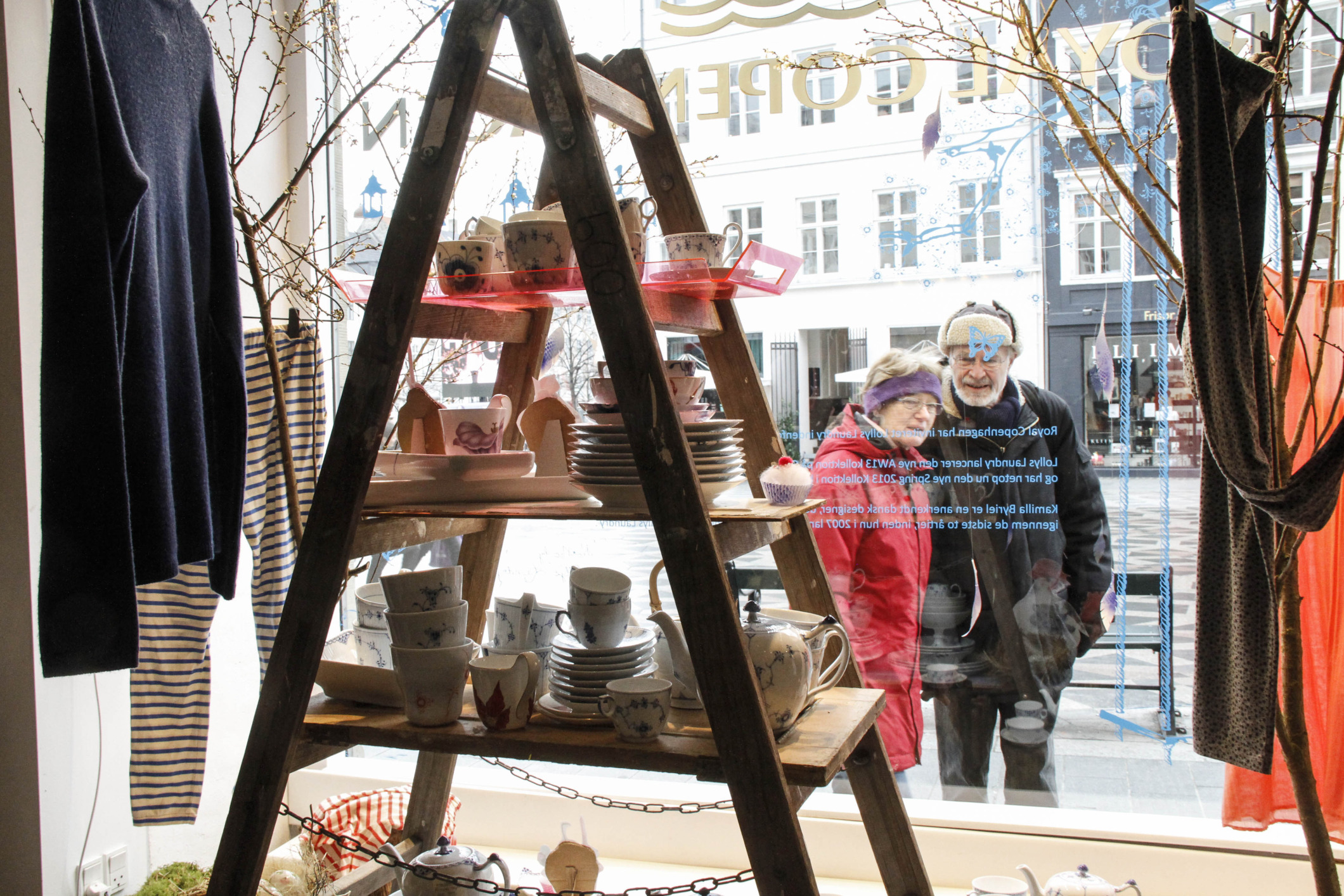 Pedestrians browse Danish porcelain of a store&nbsp;in Copenhagen, Denmark.&nbsp;