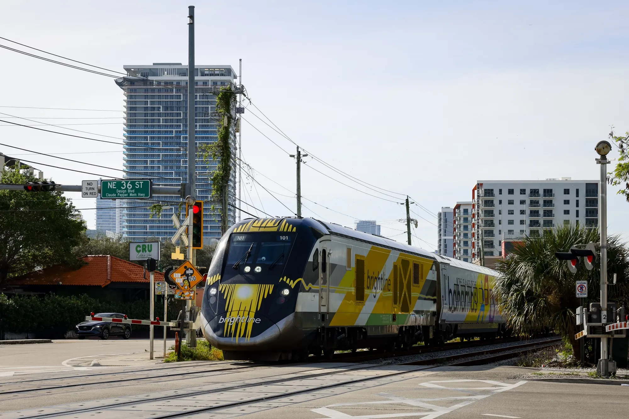A Brightline train in Miami.