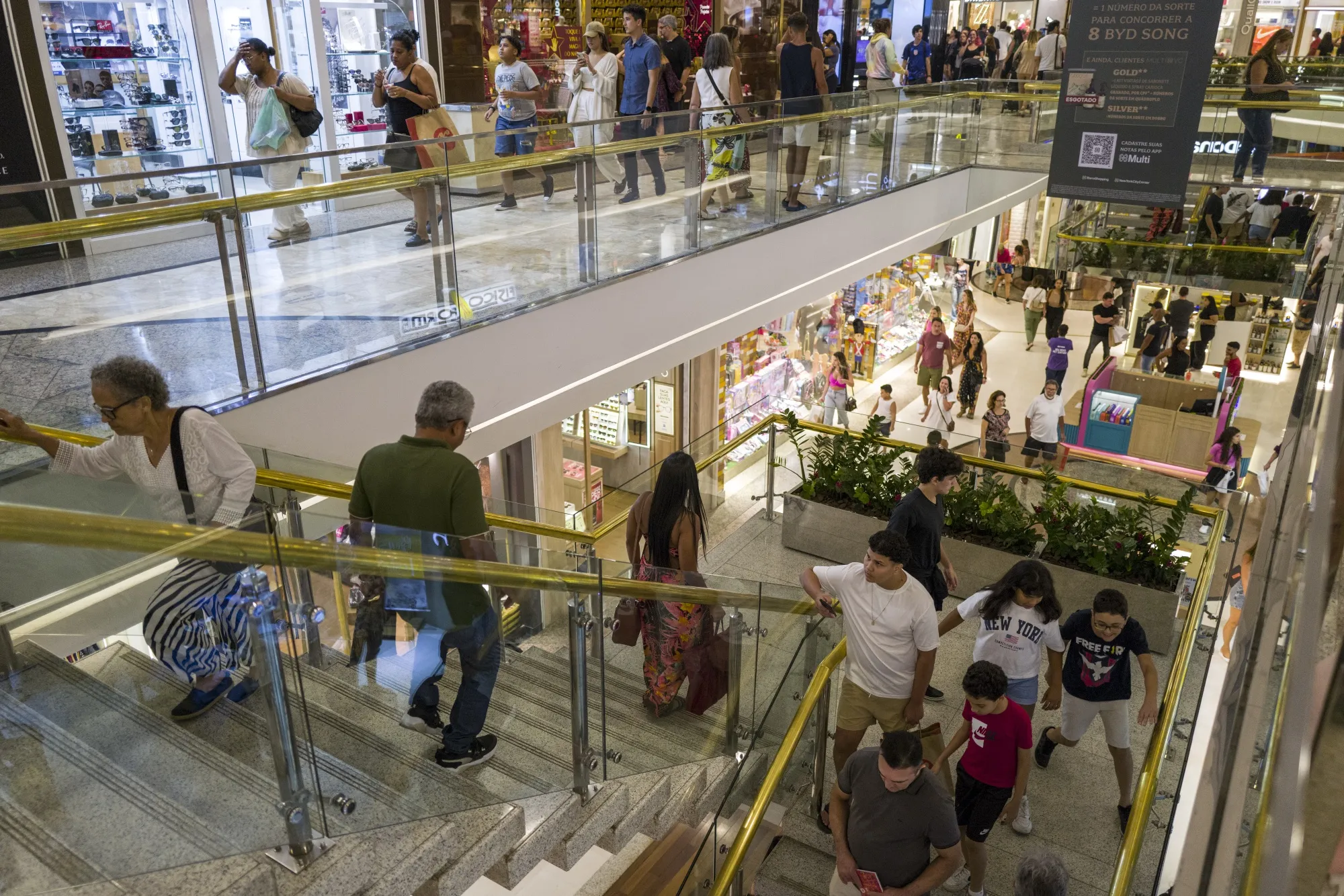 Shoppers at the Barra Shopping mall in Rio de Janeiro, Brazil.