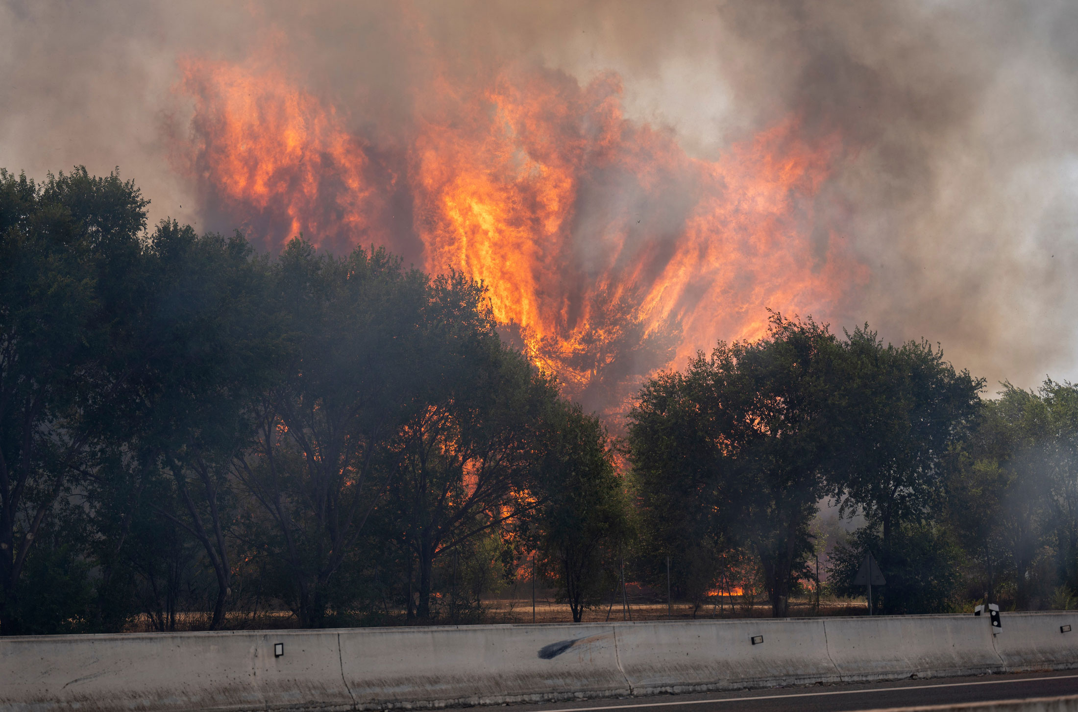 A wildfire burns near Madrid.