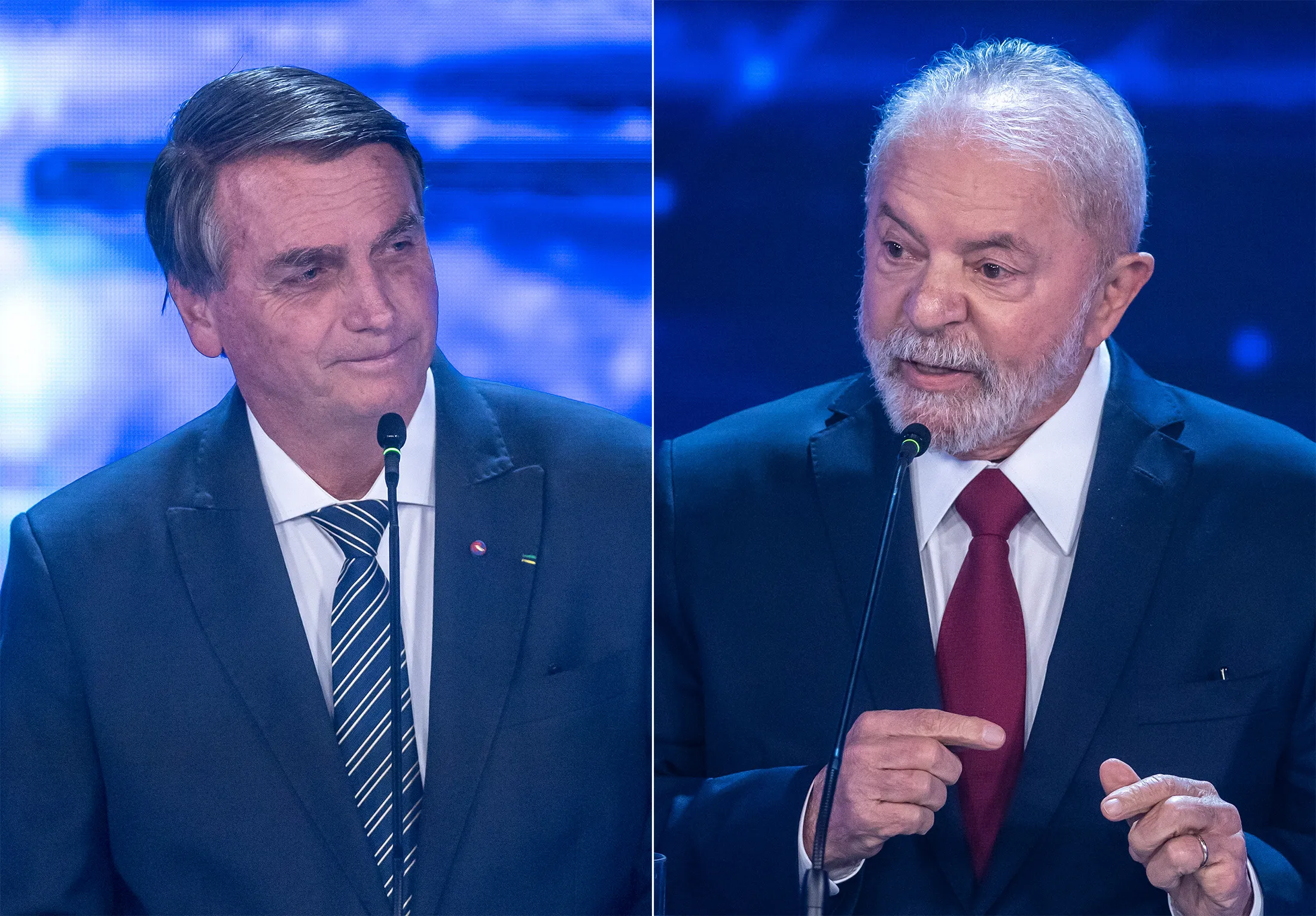 Bolsonaro, left, and Lula in a previous debate on Aug. 28