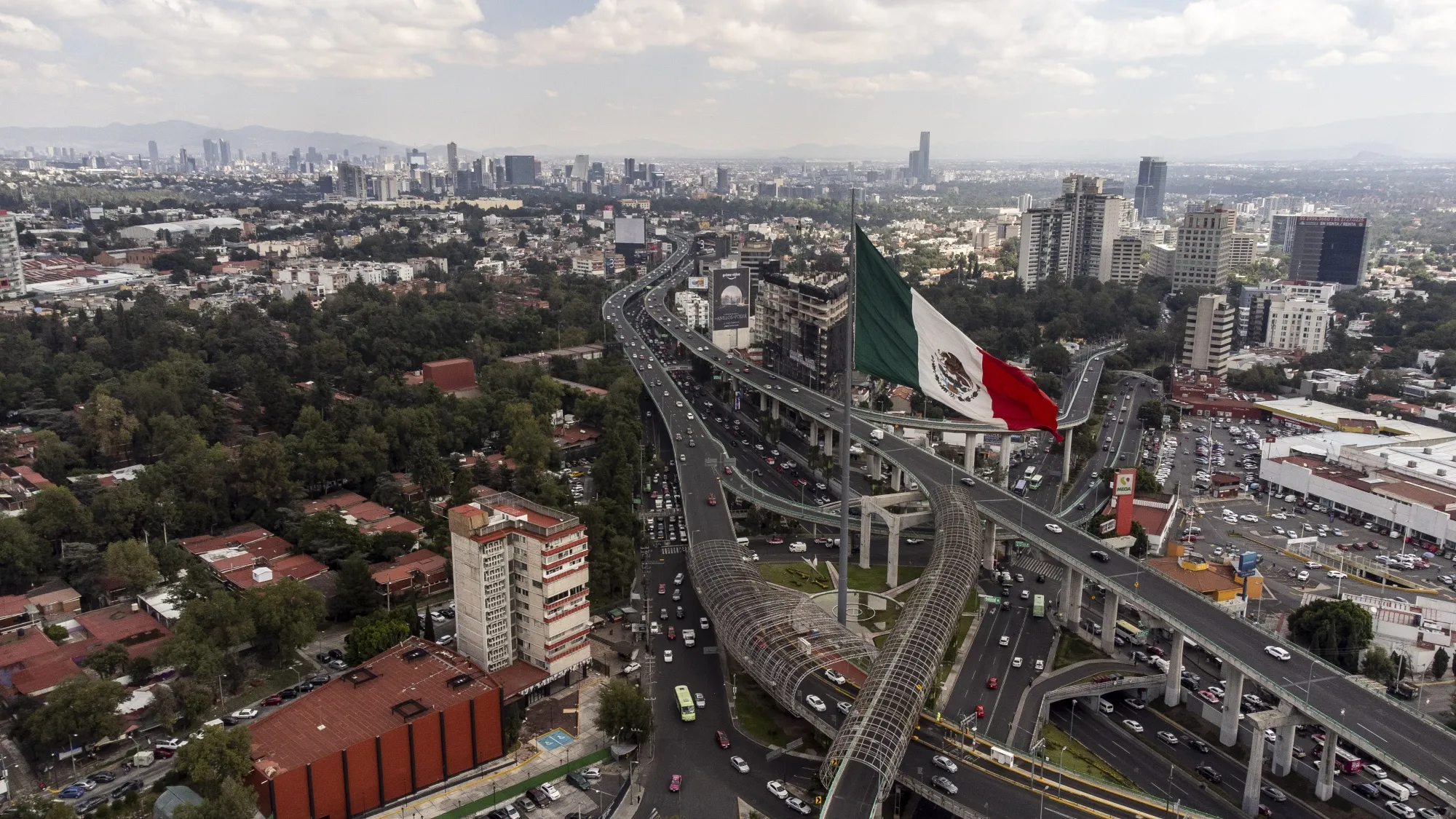 The monumental Mexican flag of San Jeronimo Lidice in the south of Mexico City, Mexico, on Thursday, Sept. 22, 2022.