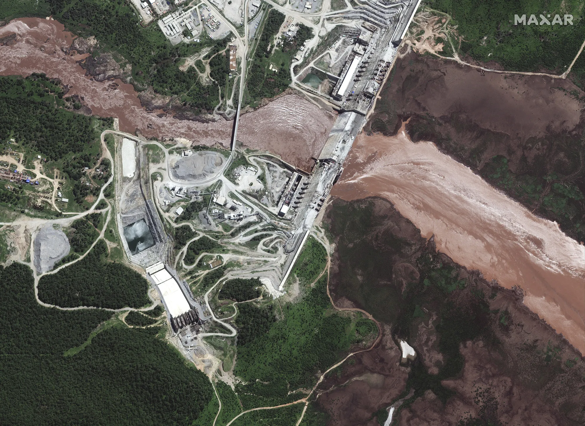 The Grand Ethiopian Renaissance Dam on the Blue Nile river in Ethiopia, seen in a&nbsp;satellite image taken&nbsp;June 26.