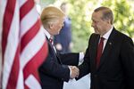 Donald Trump greets Recep Tayyip Erdogan in Washington, D.C. on May 16, 2017.