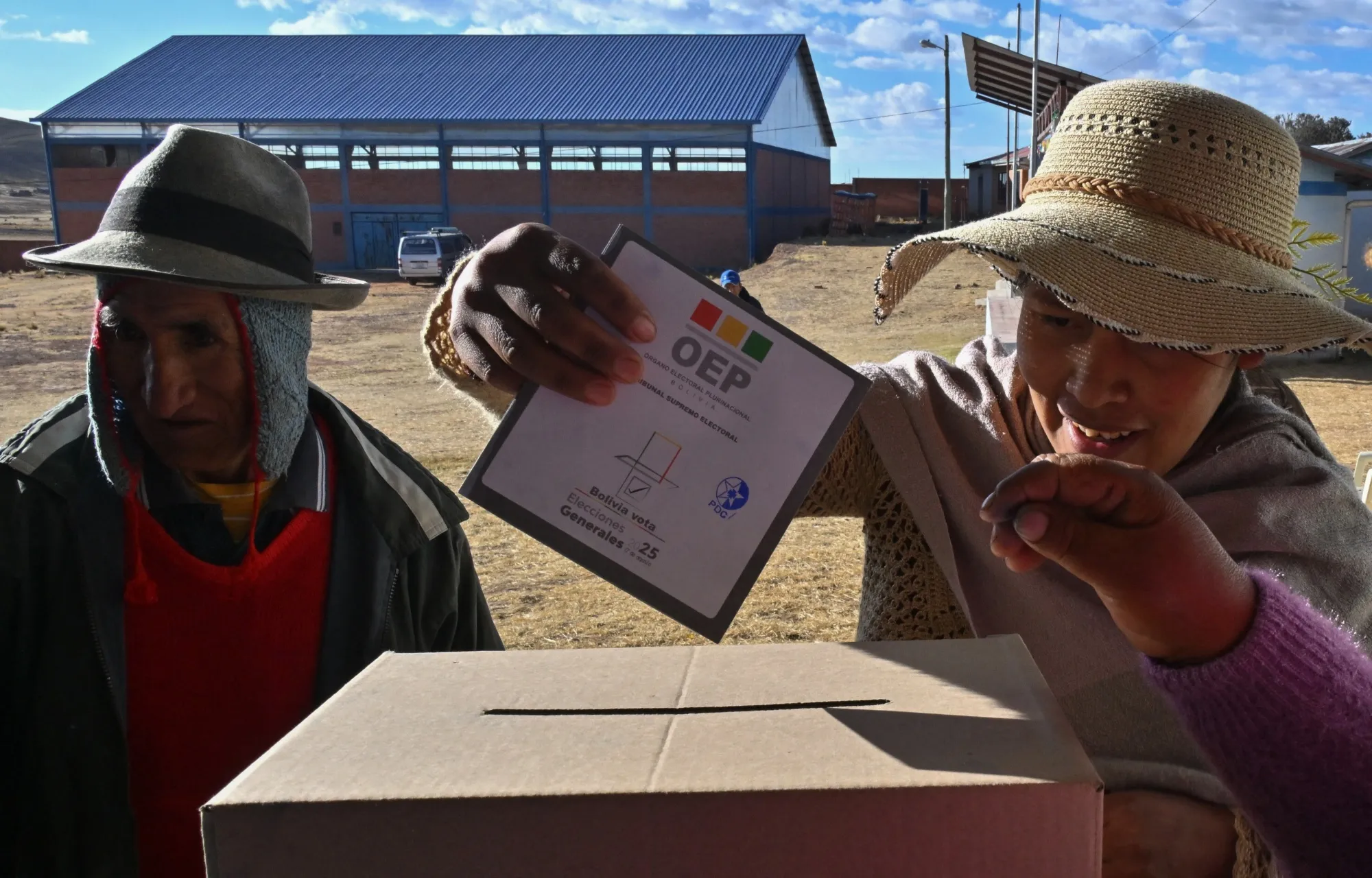 A woman casts her vote at a polling station in La Paz, Bolivia.