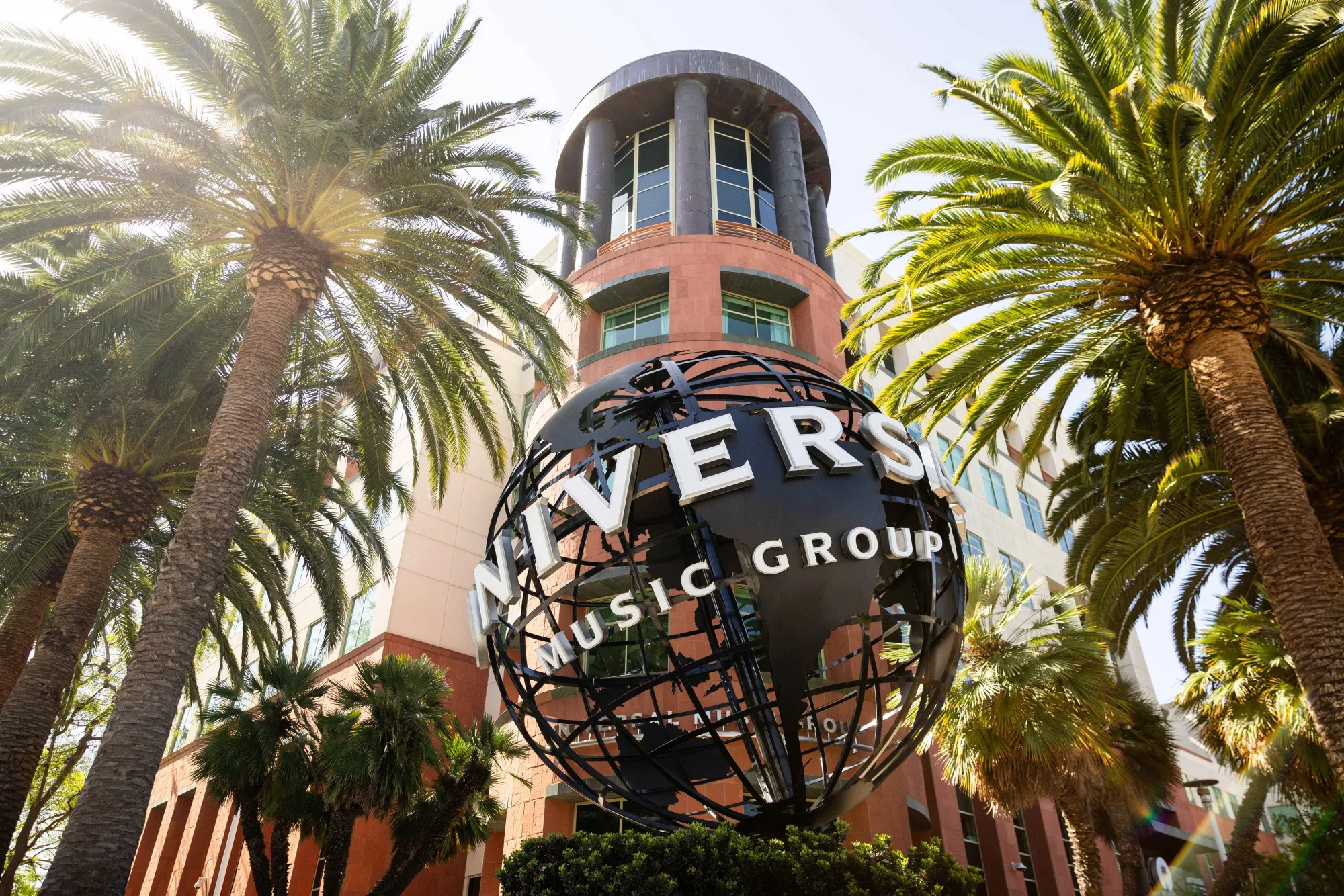 Signage at the Universal Music Group headquarters in Santa Monica.