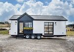 Deal on wheels: The tiny home that Allswell sells online is big enough for a pair of queen-sized beds, and not much else.