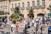 Shoppers in Aix-en-Provence, France.