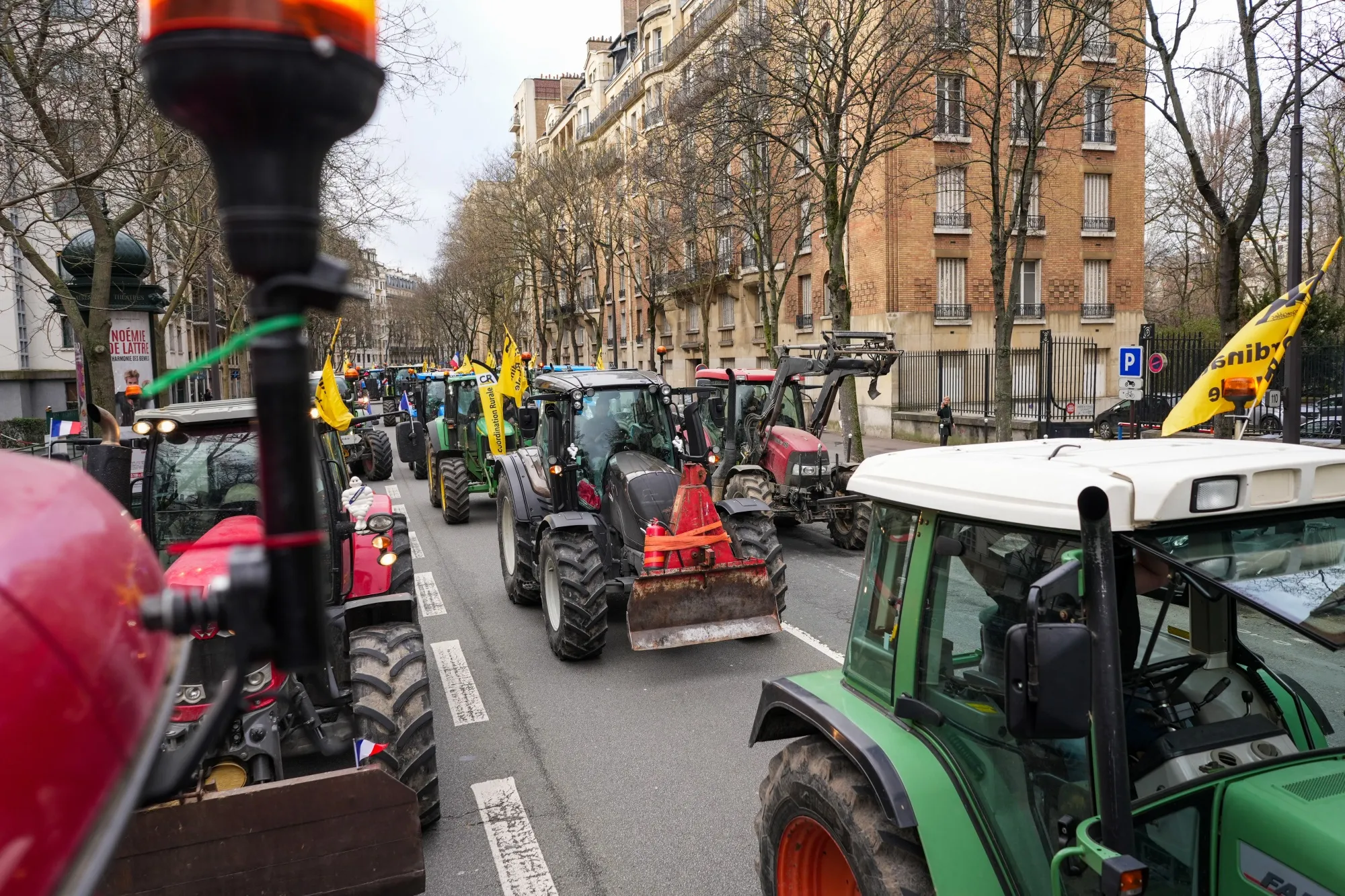 French farmers&nbsp;protest in central Paris, France, on Feb. 23.
