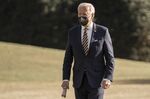 Joe Biden walks on the South Lawn of the White House on Feb. 10.