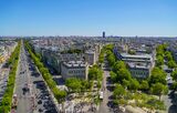 A summer view of suburban Paris from the roof of Arc de Triomphe in Paris