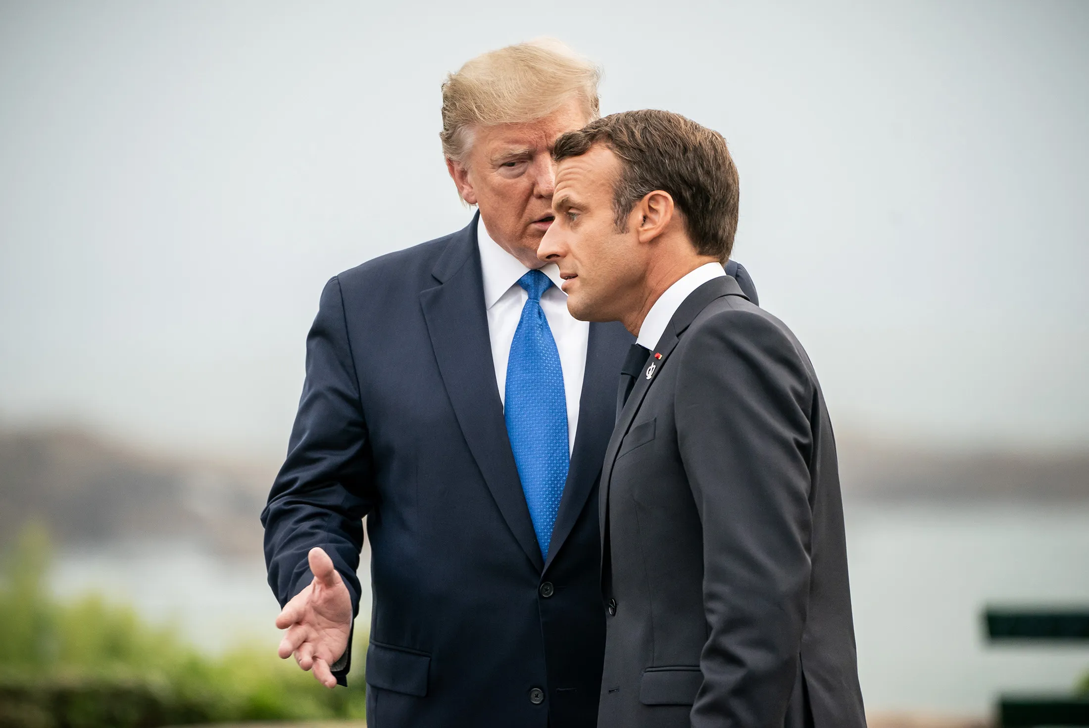 President Trump and President Macron at the G-7 on Saturday.