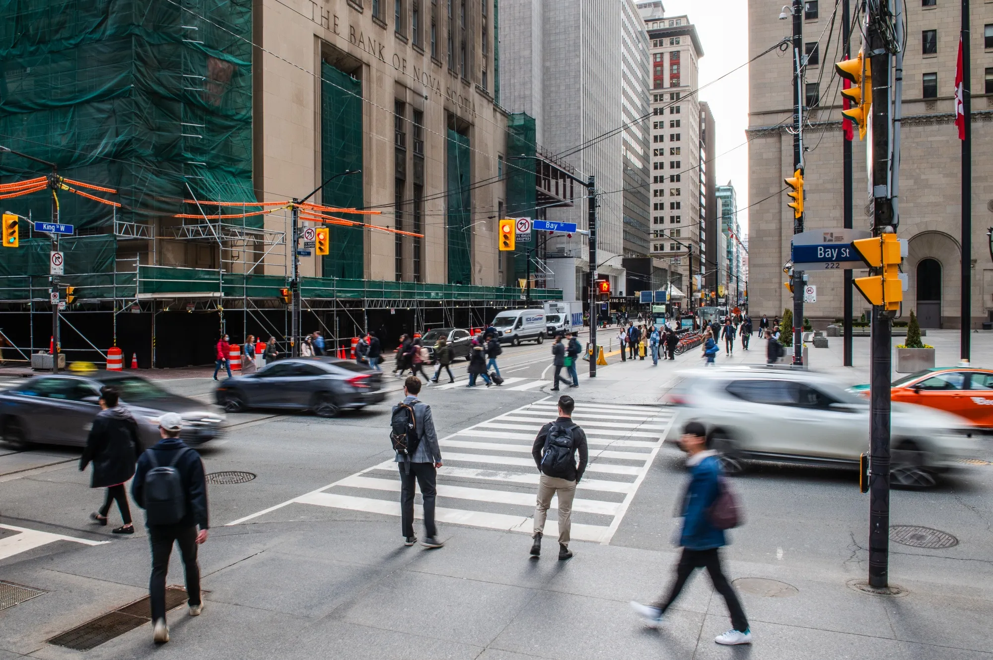 Pedestrians in the financial district of Toronto.