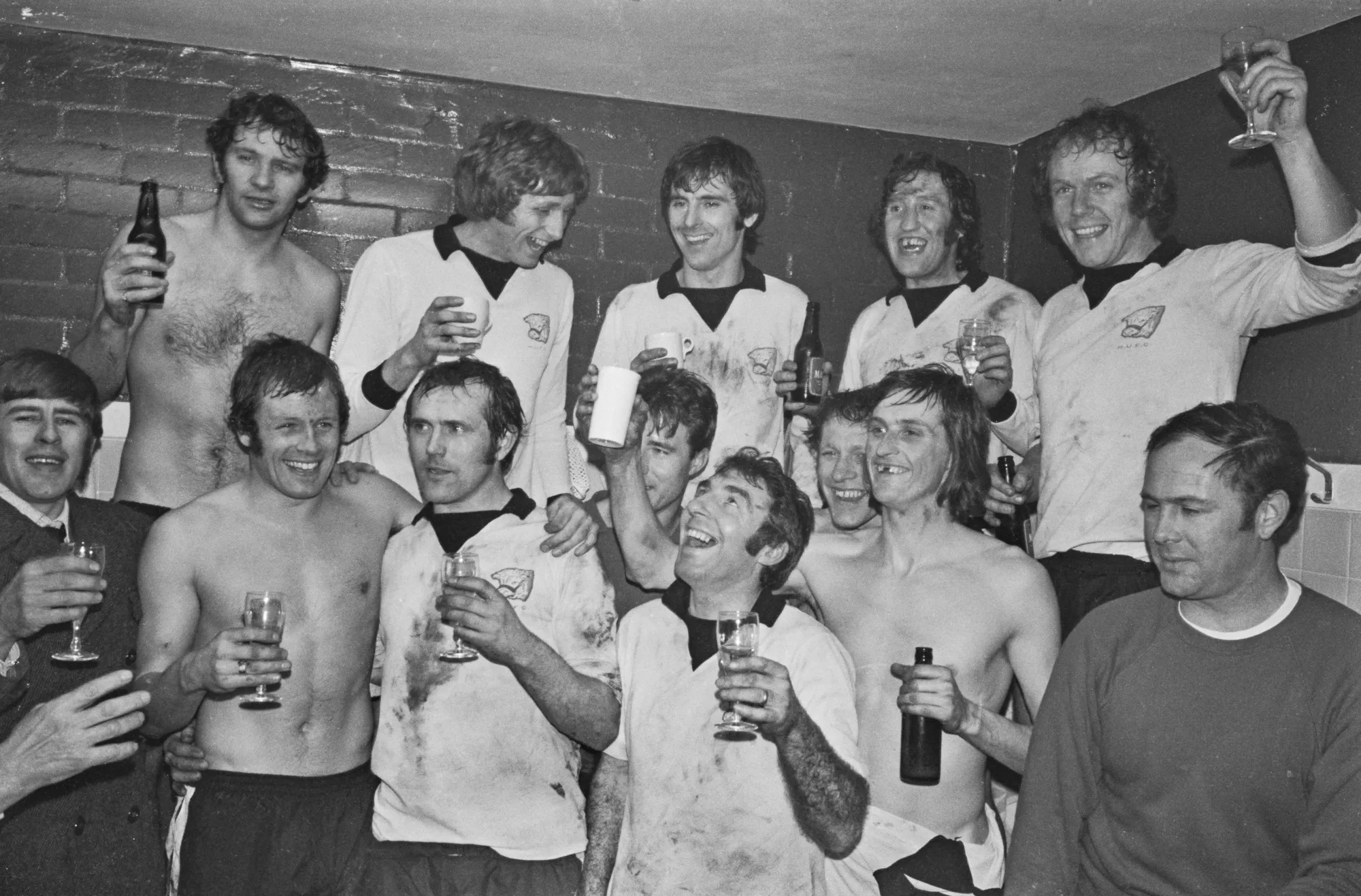 Hereford United celebrate beating Newcastle in 1972.