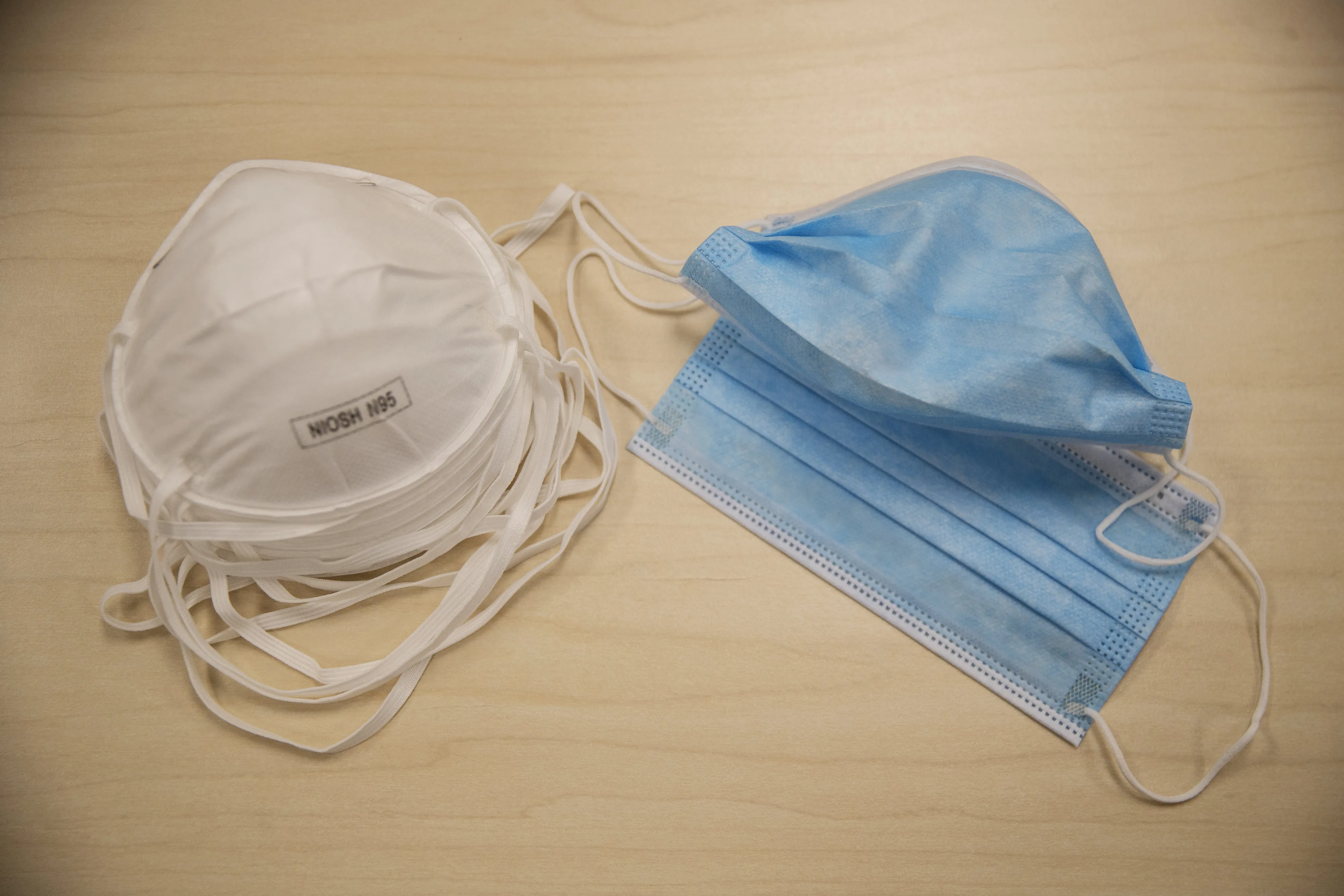 N95 particulate respirator masks and procedure face masks.