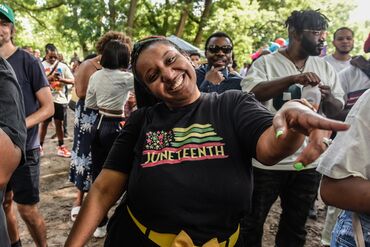 Revelers Gather To Celebrate Juneteenth At Brooklyn's Fort Greene Park