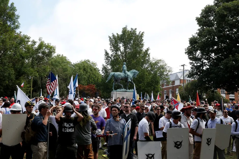 The Unite the Right rally in Charlottesville last year.