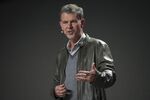 Reed Hastings, chairman, president and chief executive officer of Netflix Inc., speaks during a press conference at the 2014 Consumer Electronics Show in Las Vegas, Nevada, on Jan. 6, 2014.