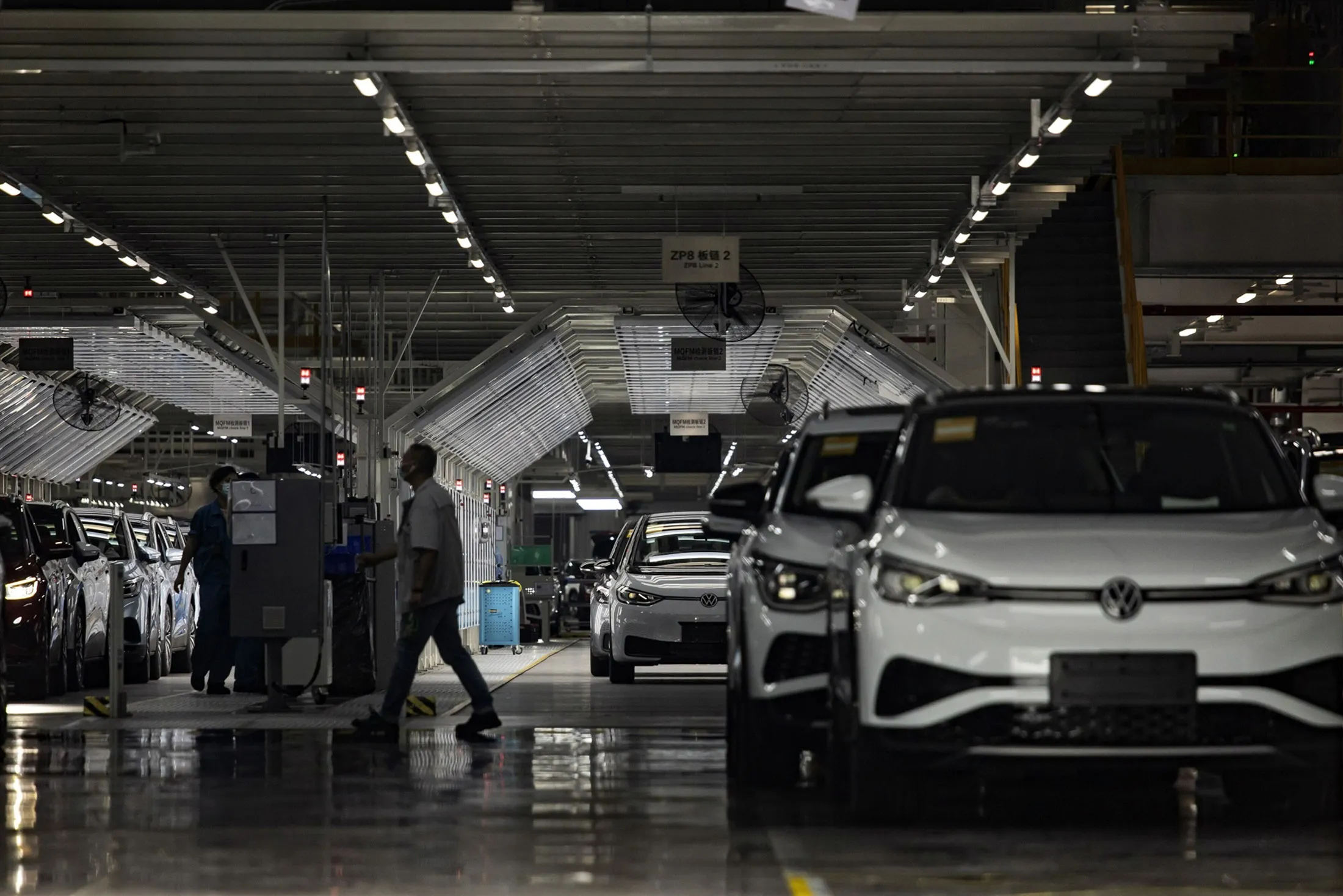 Electric vehicles at a Volkswagen factory operated with local partner SAIC Motor in Shanghai last summer.