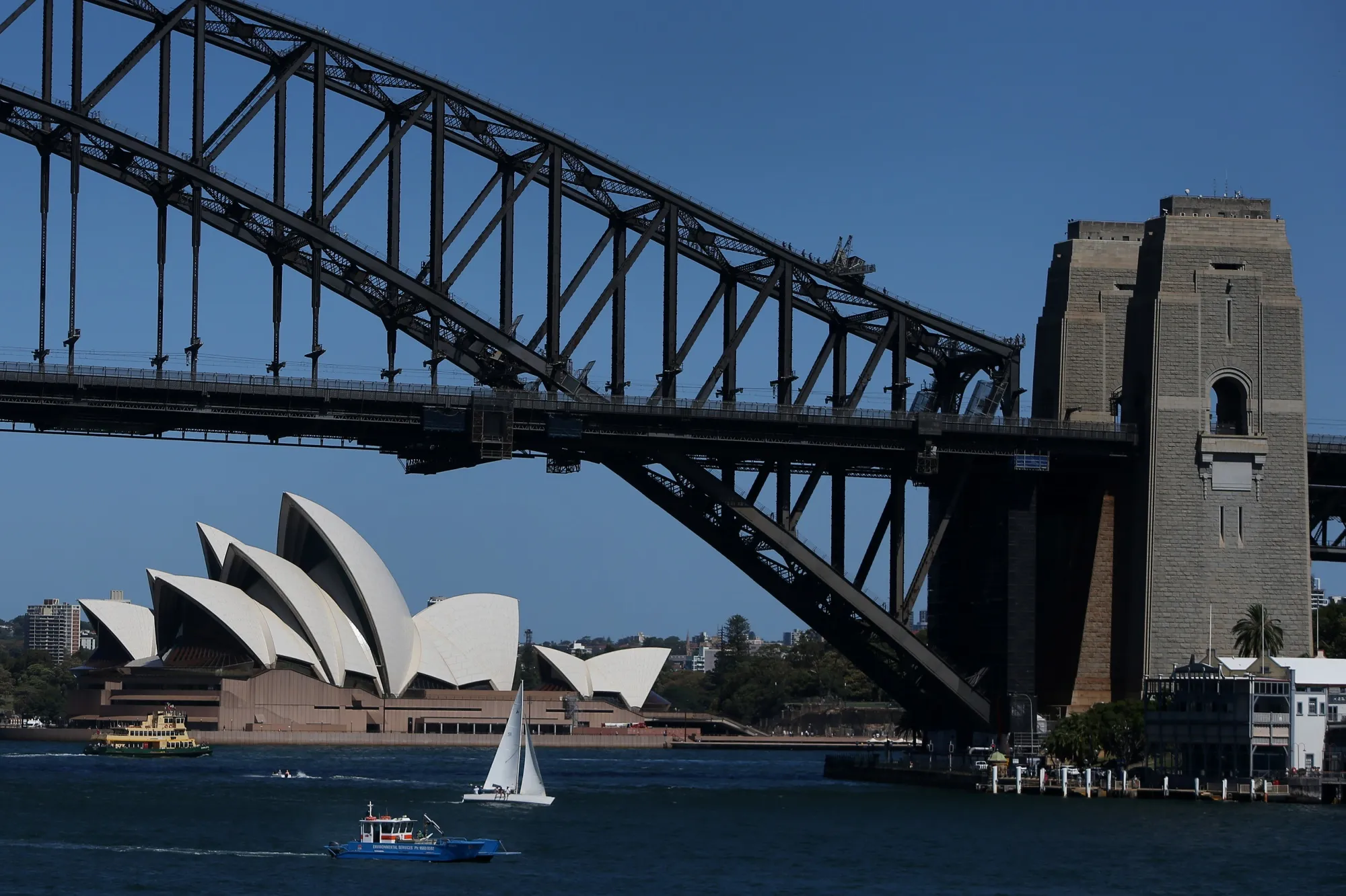 The Sydney Opera House and the Sydney Harbour Bridge.