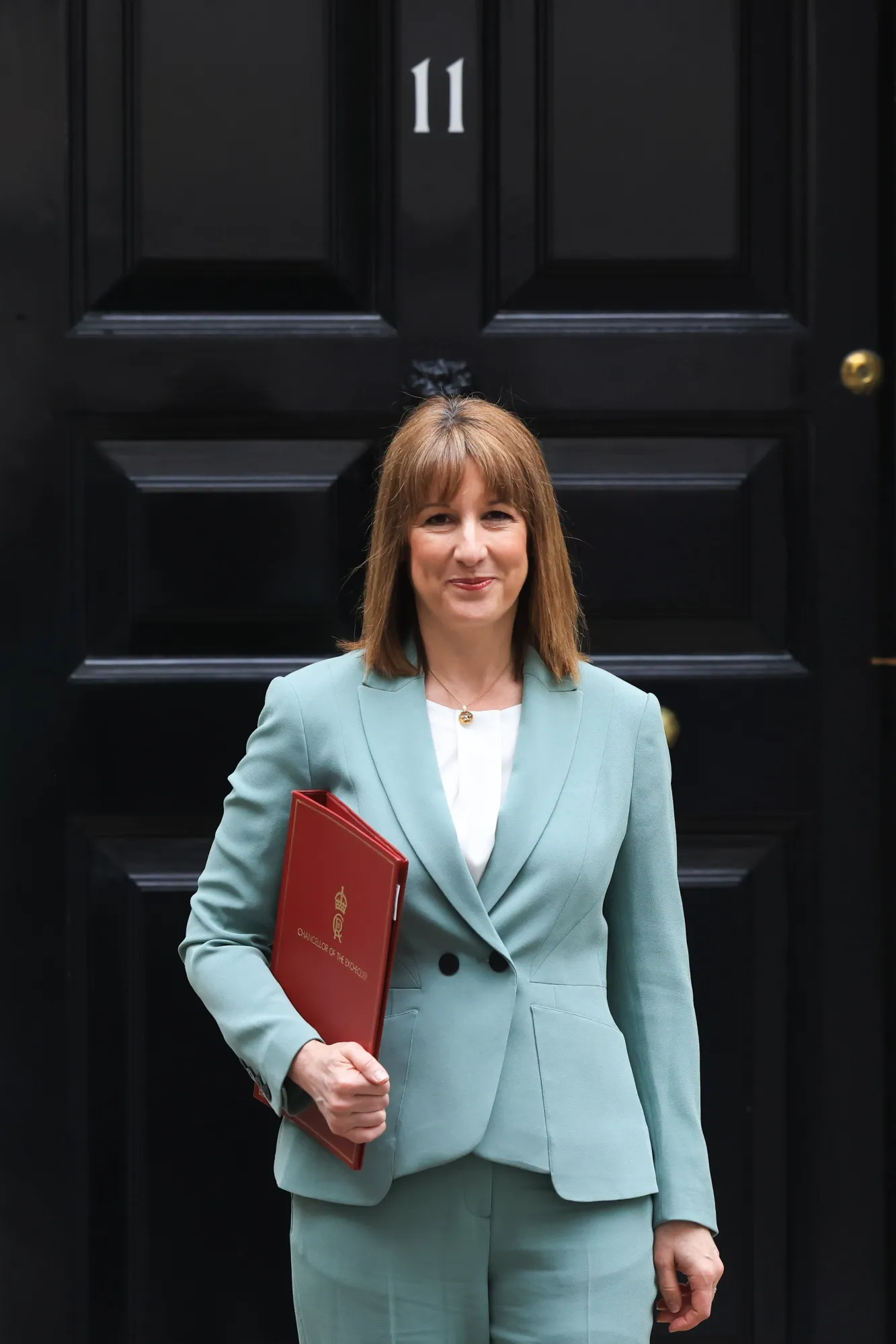 Rachel Reeves, UK chancellor of the exchequer, outside 11 Downing Street&nbsp;
