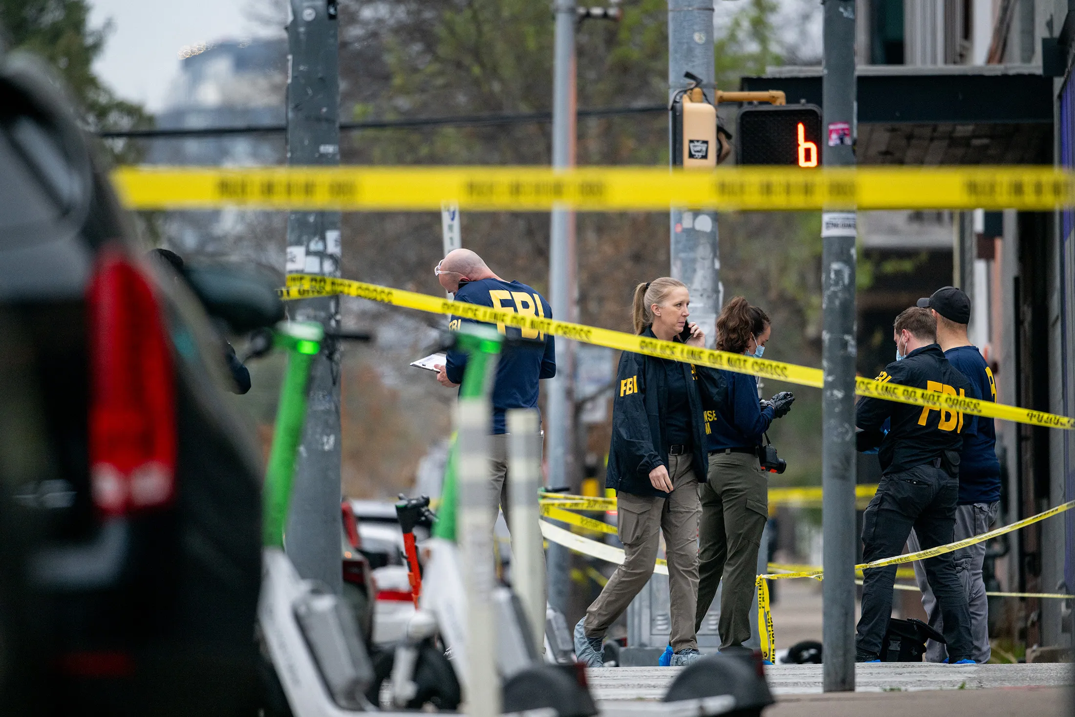 FBI agents investigate near Buford's bar in downtown Austin, Texas,&nbsp;on March 1.