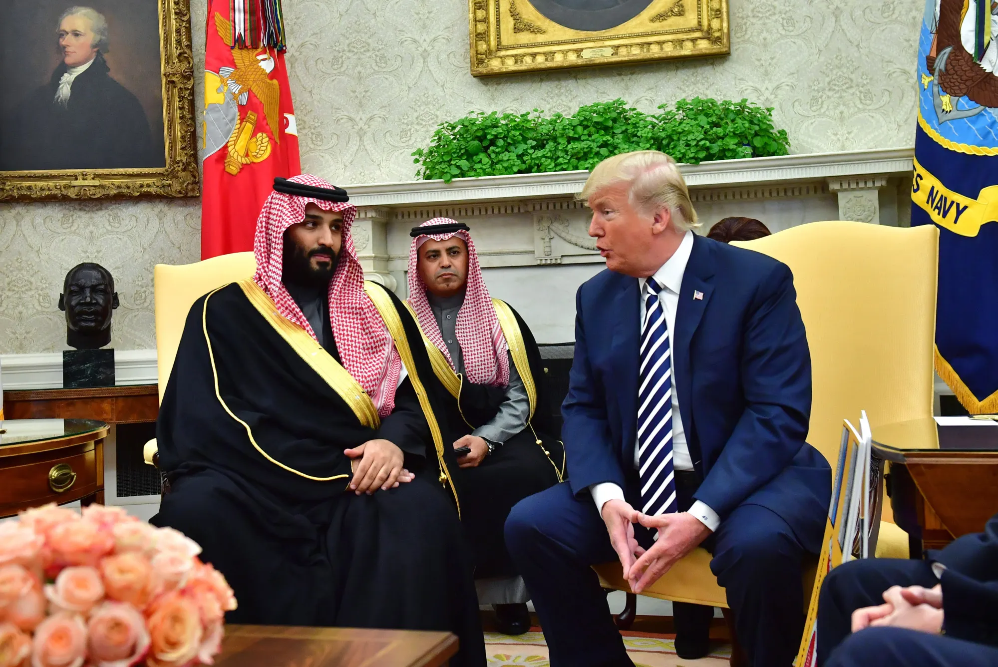 Saudi Crown Prince Mohammed bin Salman and President Donald Trump during a meeting at the White House in 2018.