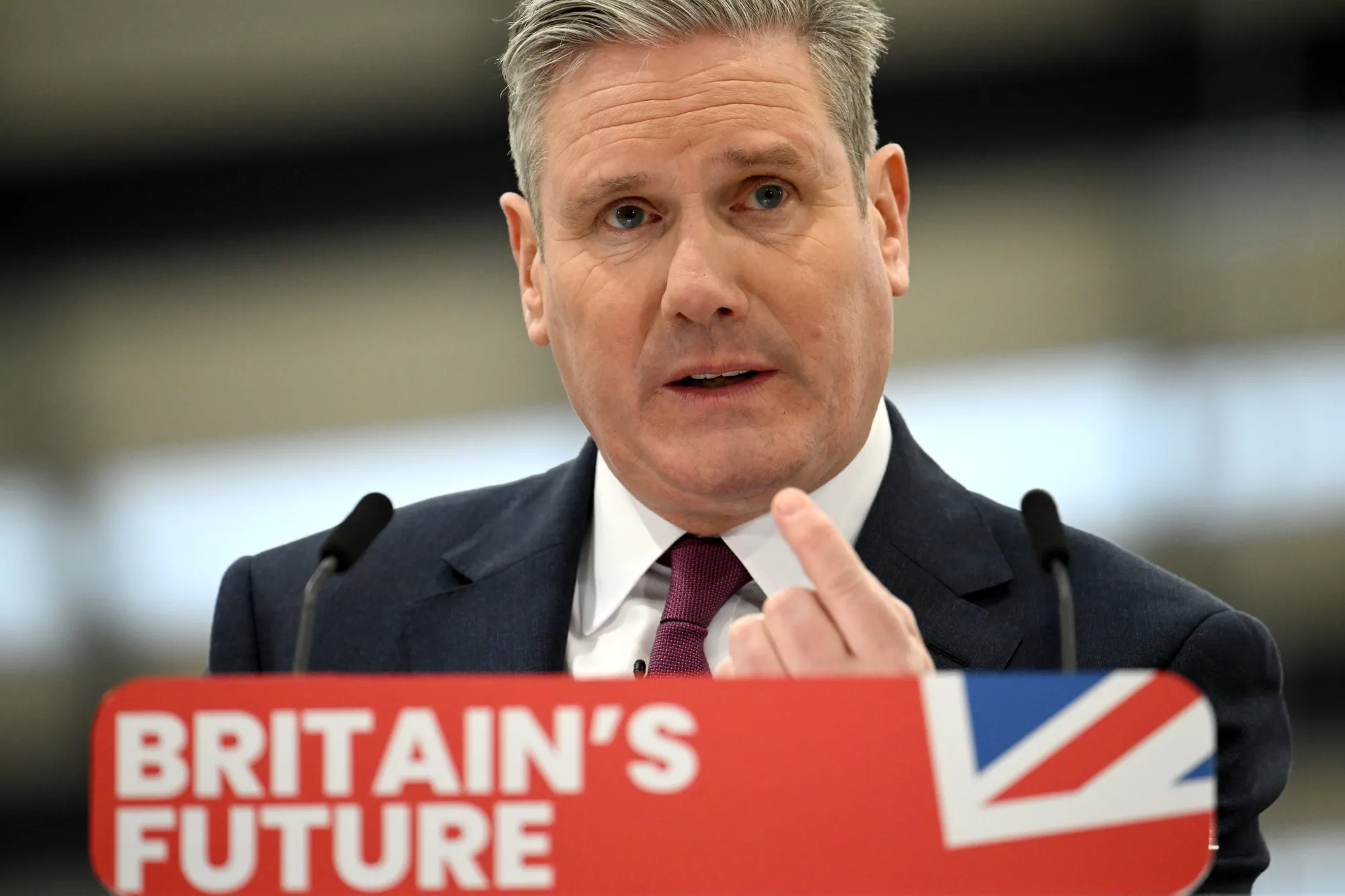 Keir Starmer speaking&nbsp;at Silverstone Technology Park earlier in the month.