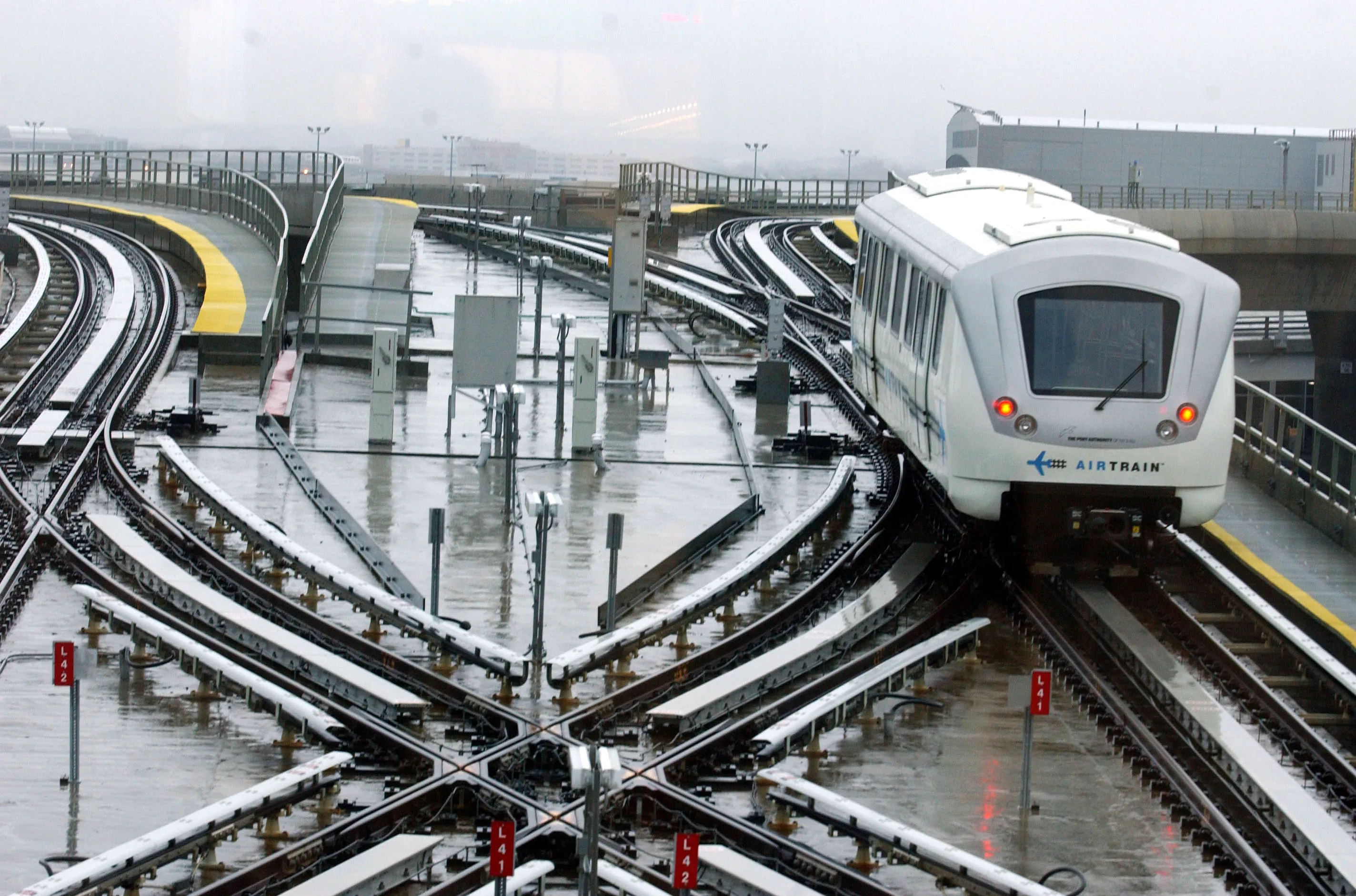 The AirTrain JFK is seen on it’s first day of service at John F. Kennedy International Airport in the Queens borough of New York on December 17, 2003.