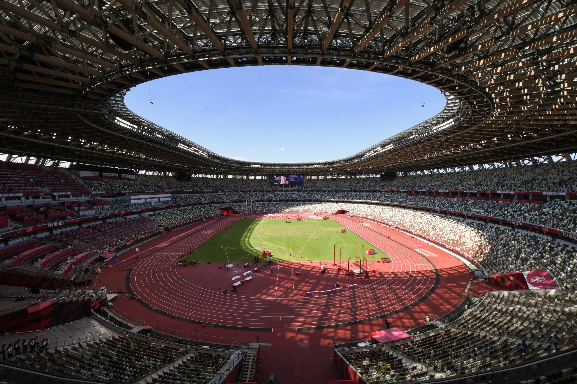 The running track and field at the National Stadium, the main venue for the Tokyo 2020 Olympic and Paralympic Games.