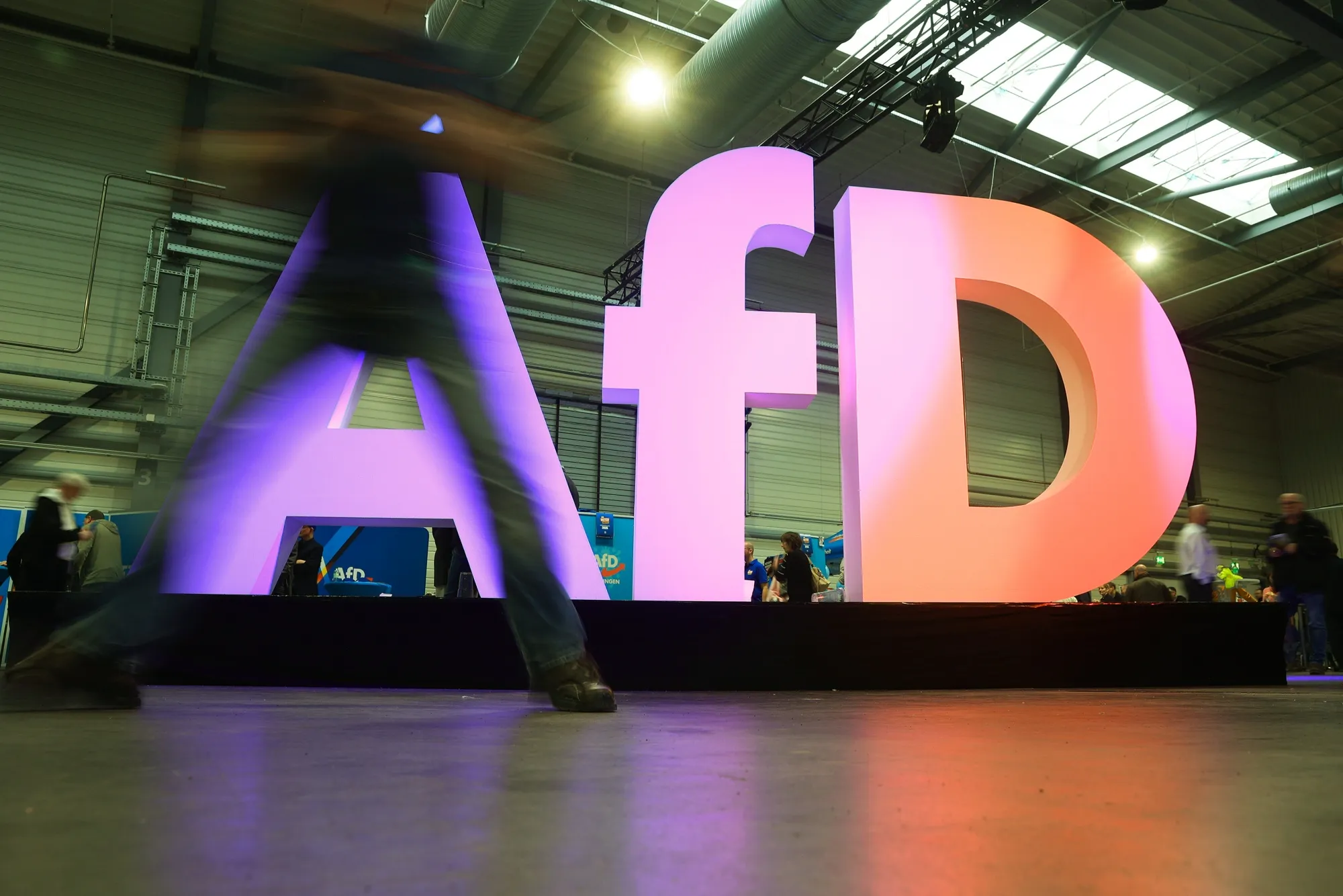 An AfD logo sculpture during the Alternative for Germany (AfD) general election campaign launch in Halle, Germany, on&nbsp;Jan. 25.