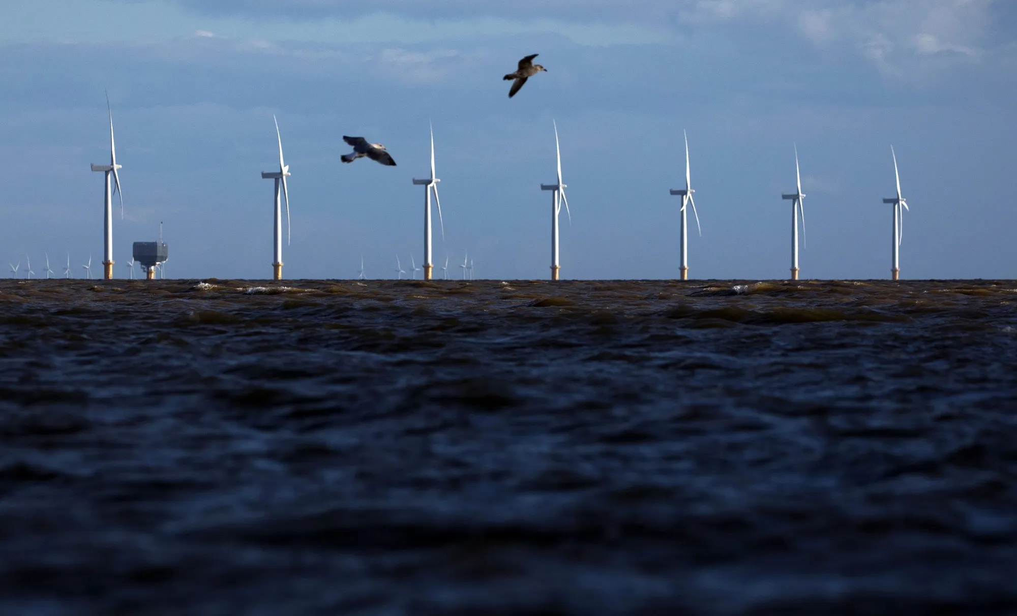 Offshore wind turbines in Clacton On Sea, U.K.