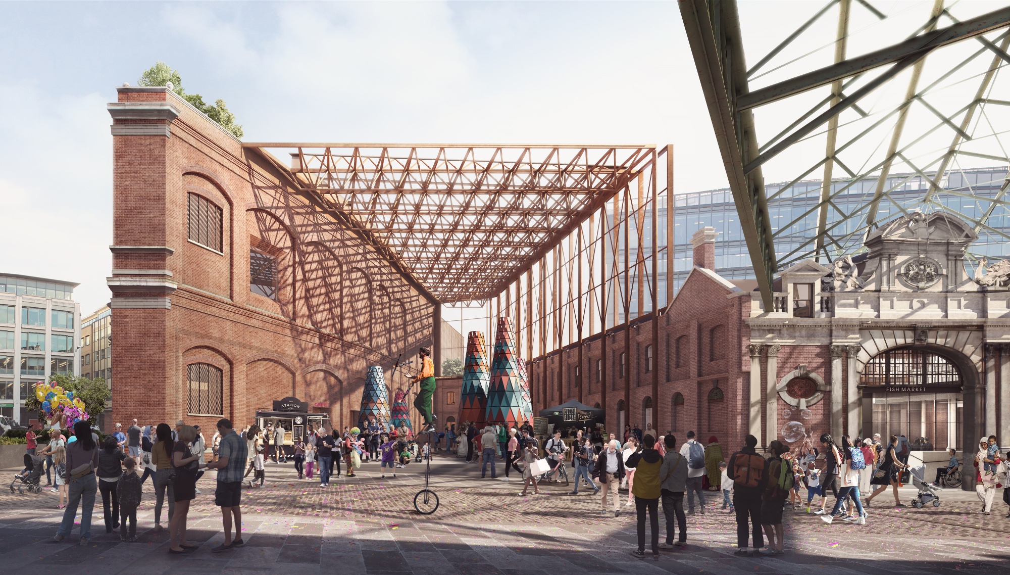 A rendering of Smithfield Market’s redesigned exterior, which is being repurposed as the new home for the Museum of London.