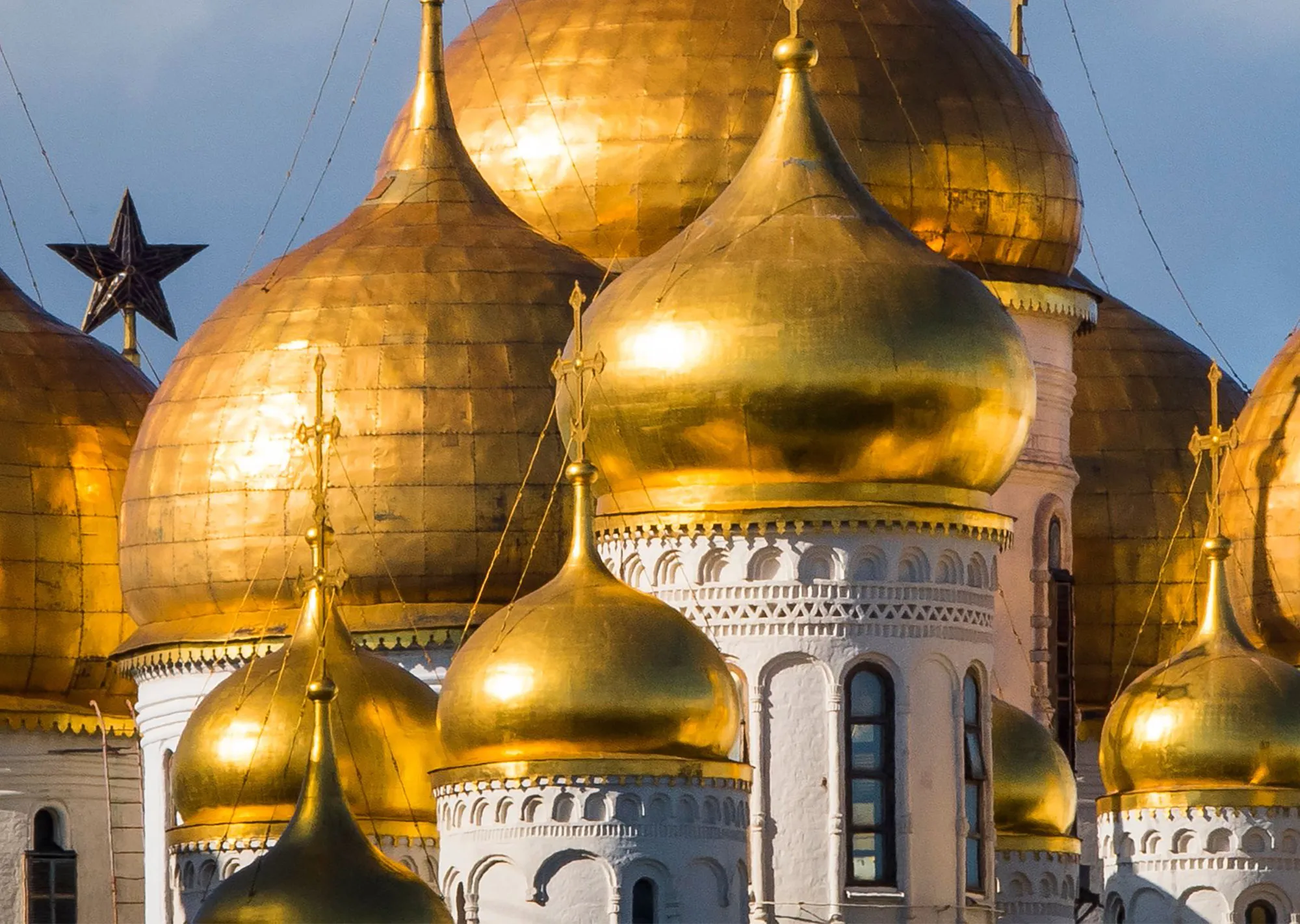 The golden domes of the Annunciation Cathedral the Kremlin in Moscow.