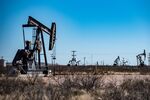 Oil pumpjacks outside Odessa, Texas.