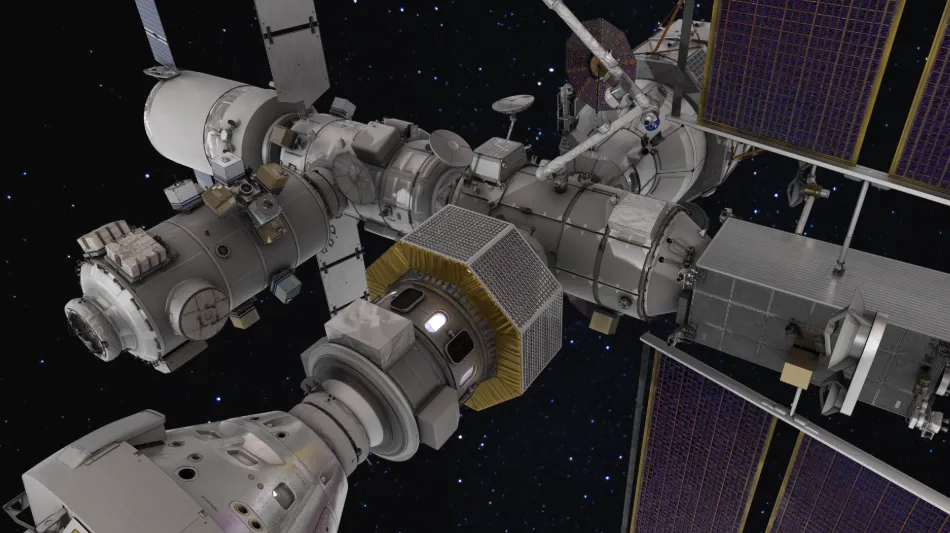 An illustration from a NASA website of the Gateway project.