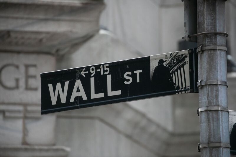 A Wall Street sign near the New York Stock Exchange (NYSE) in New York. 