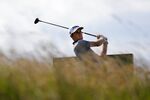 US golfer Will Zalatoris at the sixth tee during a practice round at the British Open golf championship in St Andrews, Scotland, Tuesday, July 12, 2022. The Open Championship returns to the home of golf on July 14-17, 2022, to celebrate the 150th edition of the sport's oldest championship, which dates to 1860 and was first played at St. Andrews in 1873. (AP Photo/Alastair Grant)