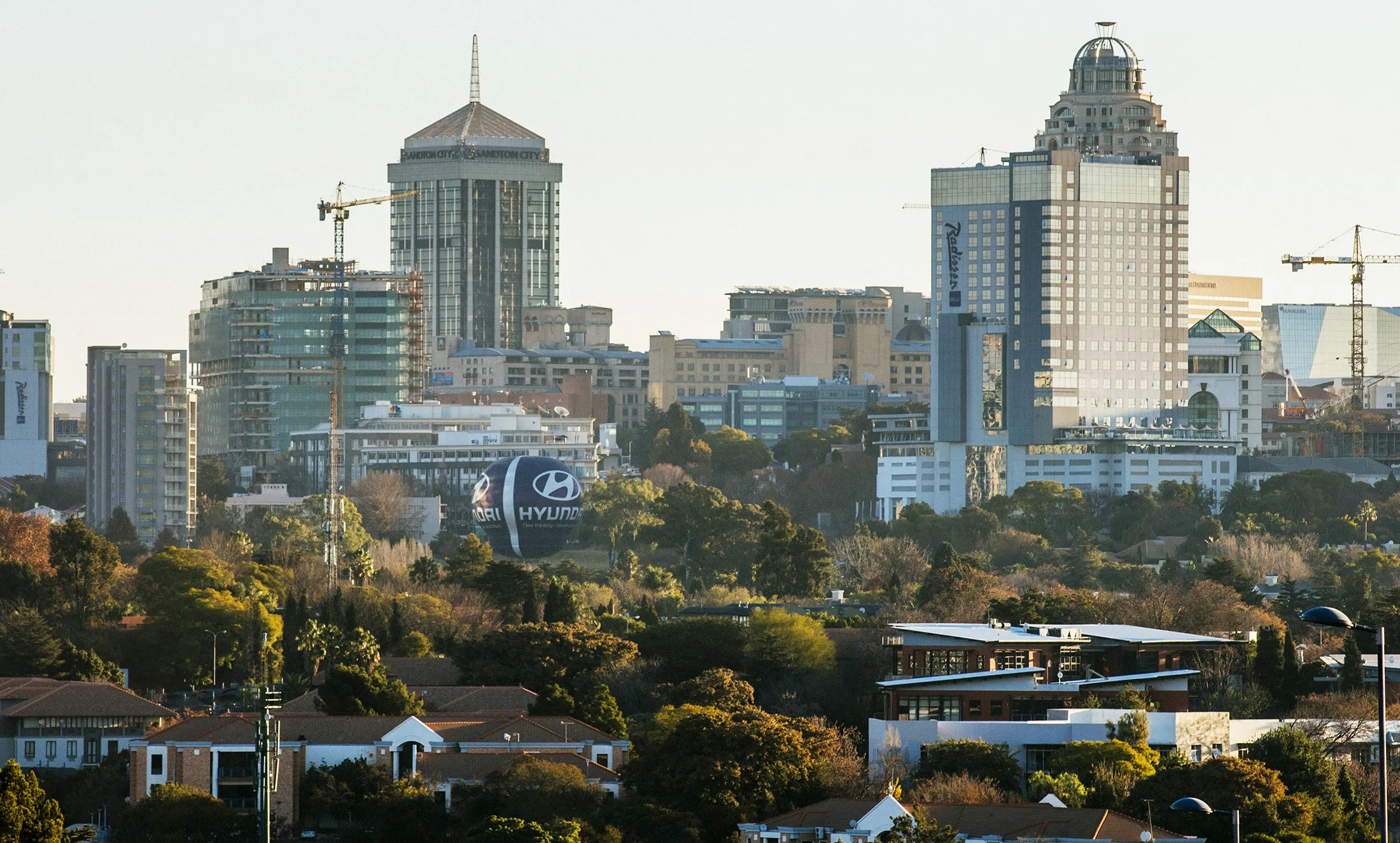 Buildings stand in the Central Business District of Johannesburg.
