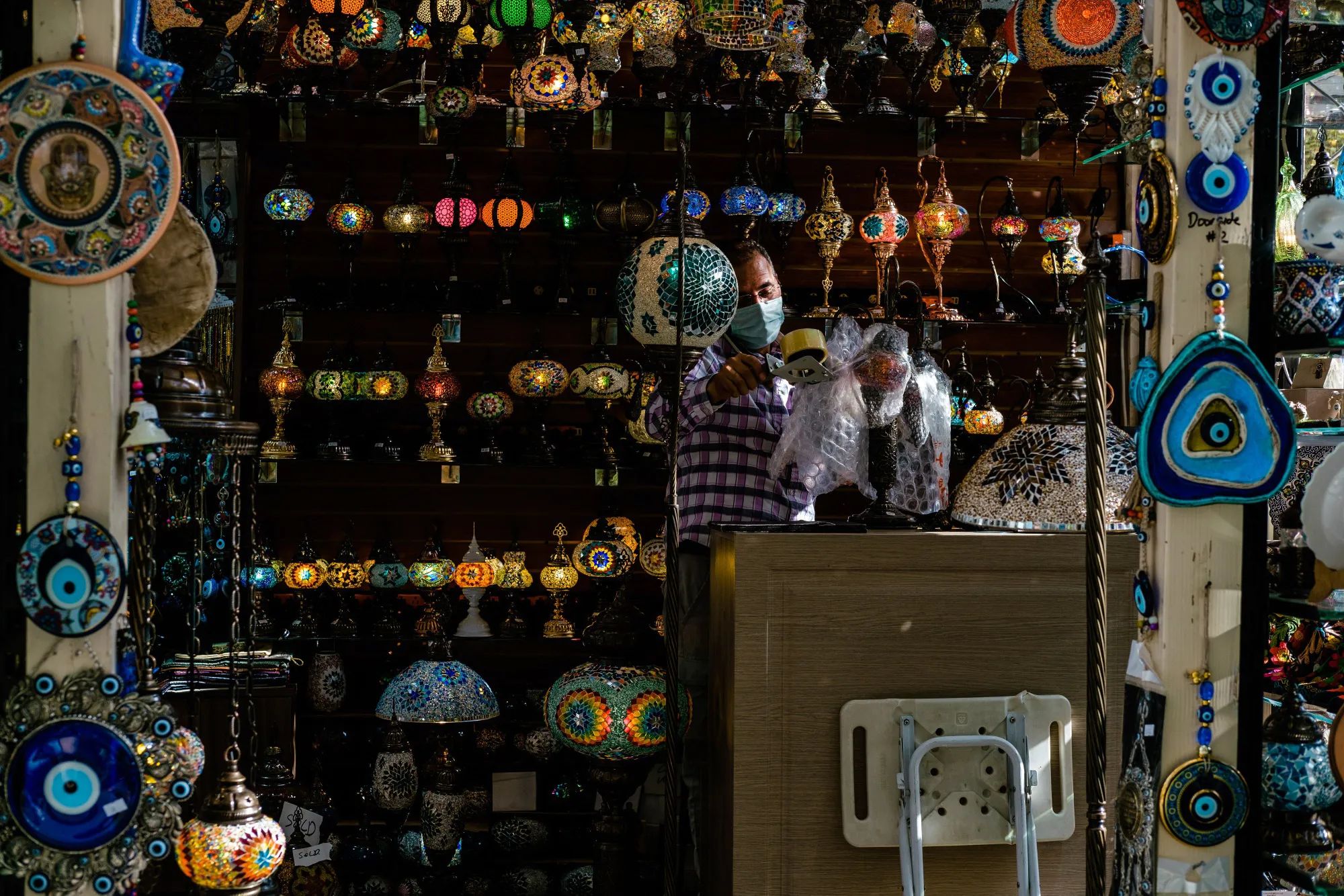 A shop in Bryant Park's Winter Village in New York.