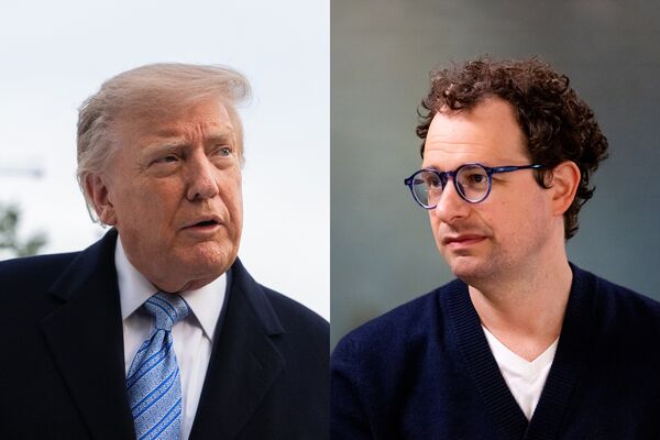 Donald Trump and Dario Amodei composite