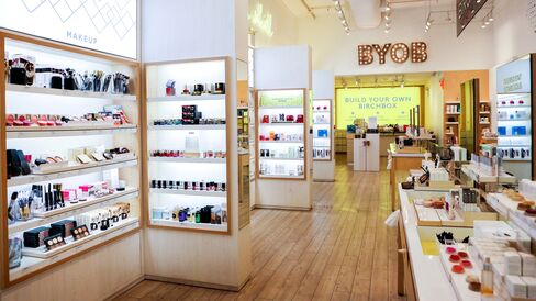 The inside of a Birchbox store leads you to a section in the back where you can build your own box.