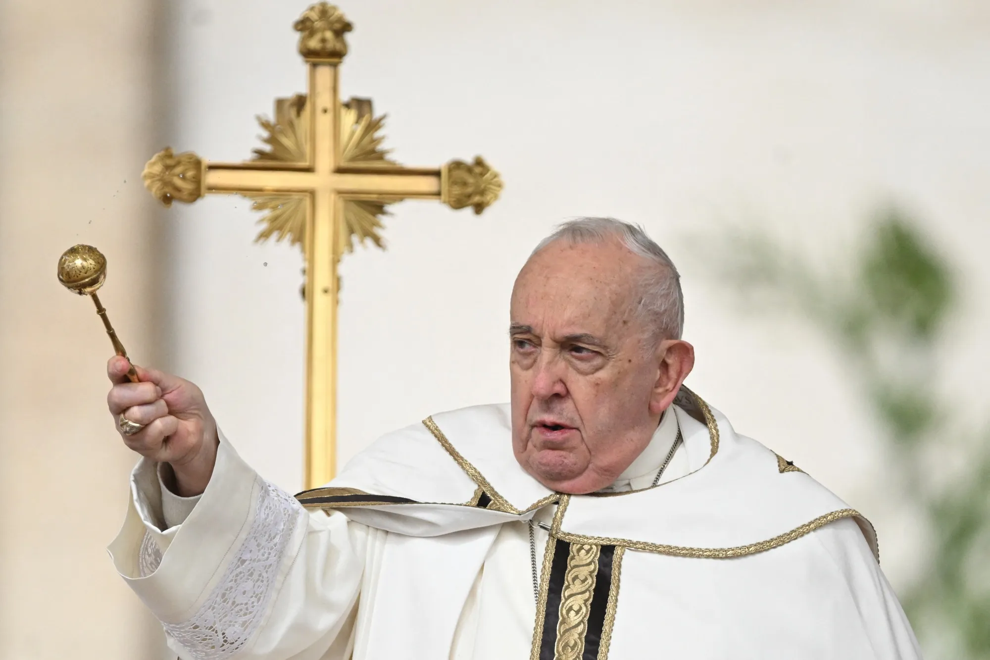 Pope Francis blesses the crowd at St Peter's square in the Vatican on March 31.