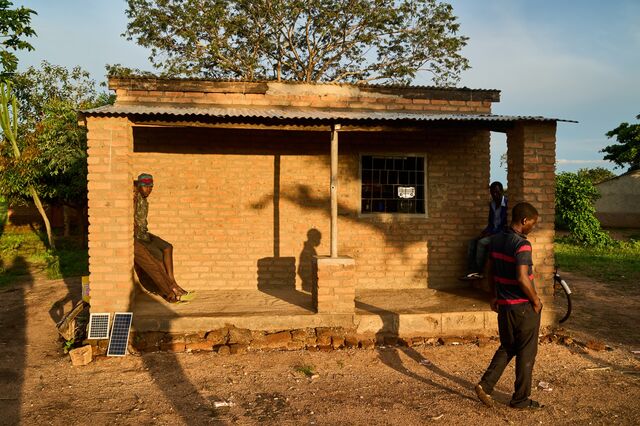 A small shop powered by a solar panel in Nyimbamwana village.