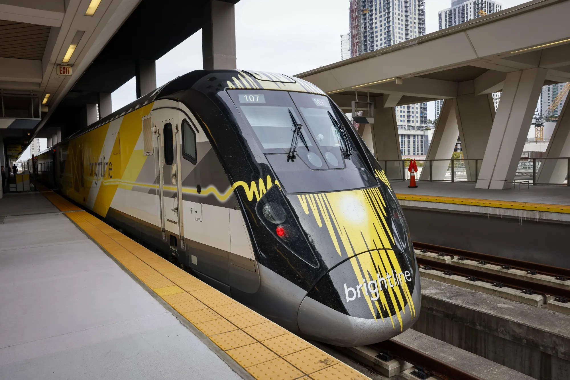 A Brightline train